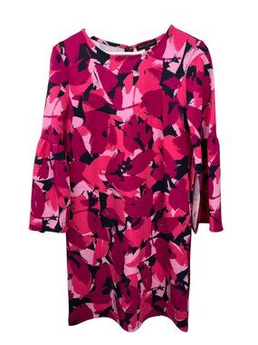 Banana Republic XS Bell Sleeve Pink Abstract Mini Dress